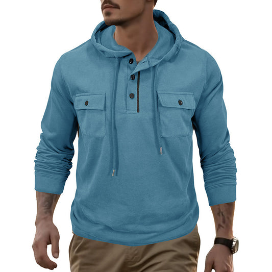Men's Sweater Long-sleeved Sports Pocket Hooded Top