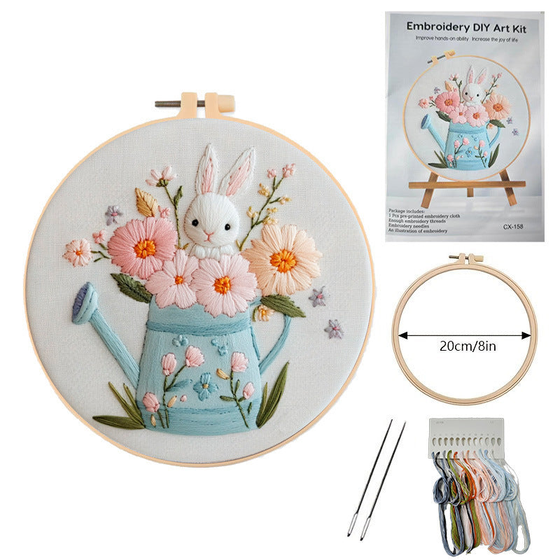 Embroidered Flower Cat Bird Rabbit Series Material Package