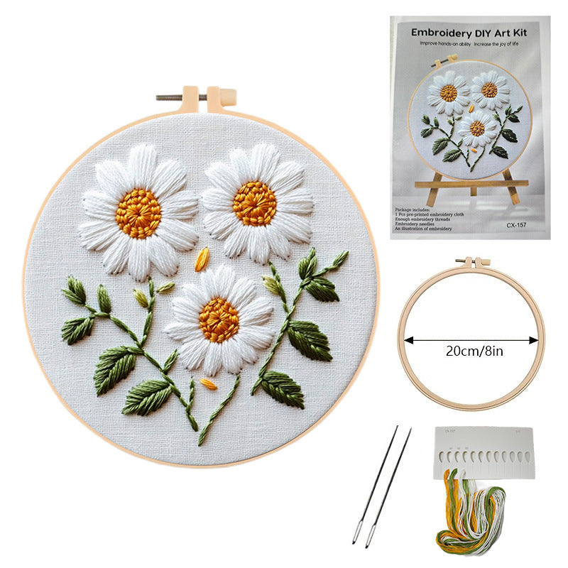 Embroidered Flower Cat Bird Rabbit Series Material Package