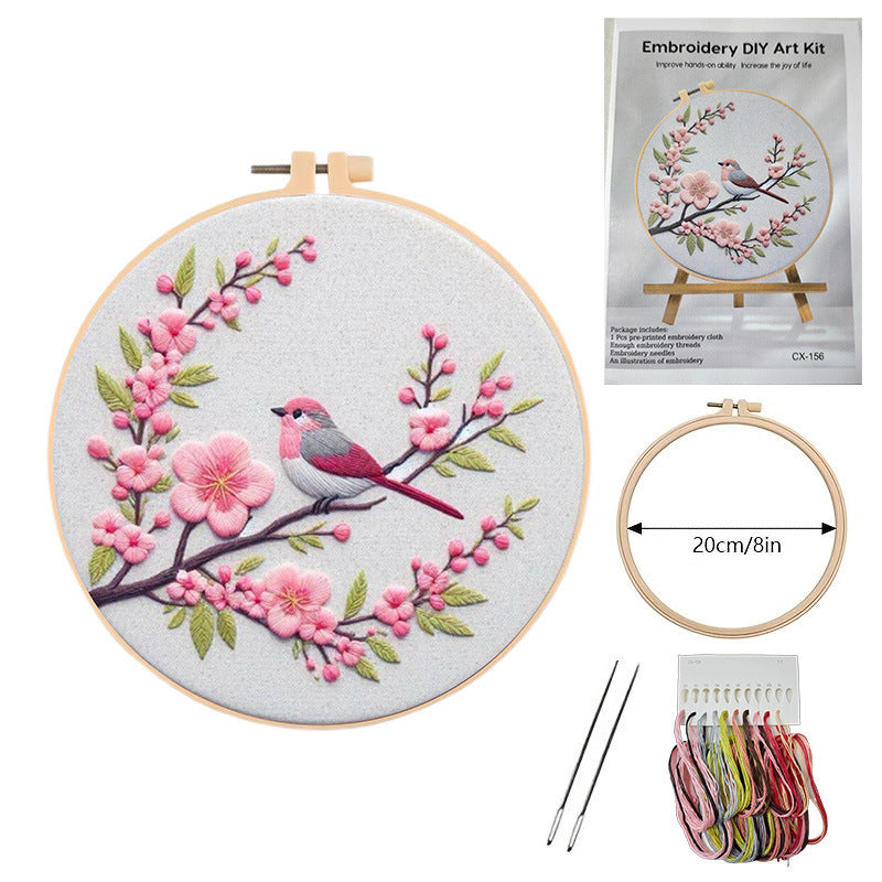 Embroidered Flower Cat Bird Rabbit Series Material Package