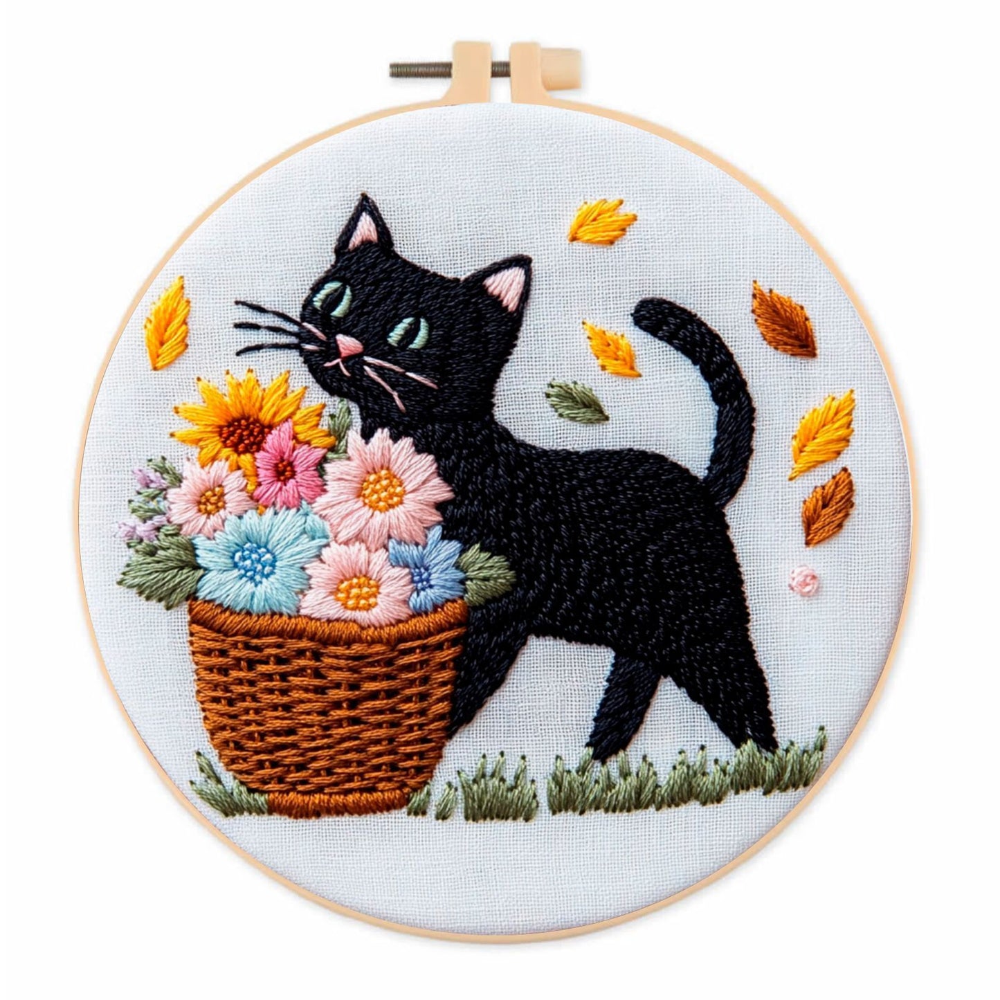 Embroidered Flower Cat Bird Rabbit Series Material Package